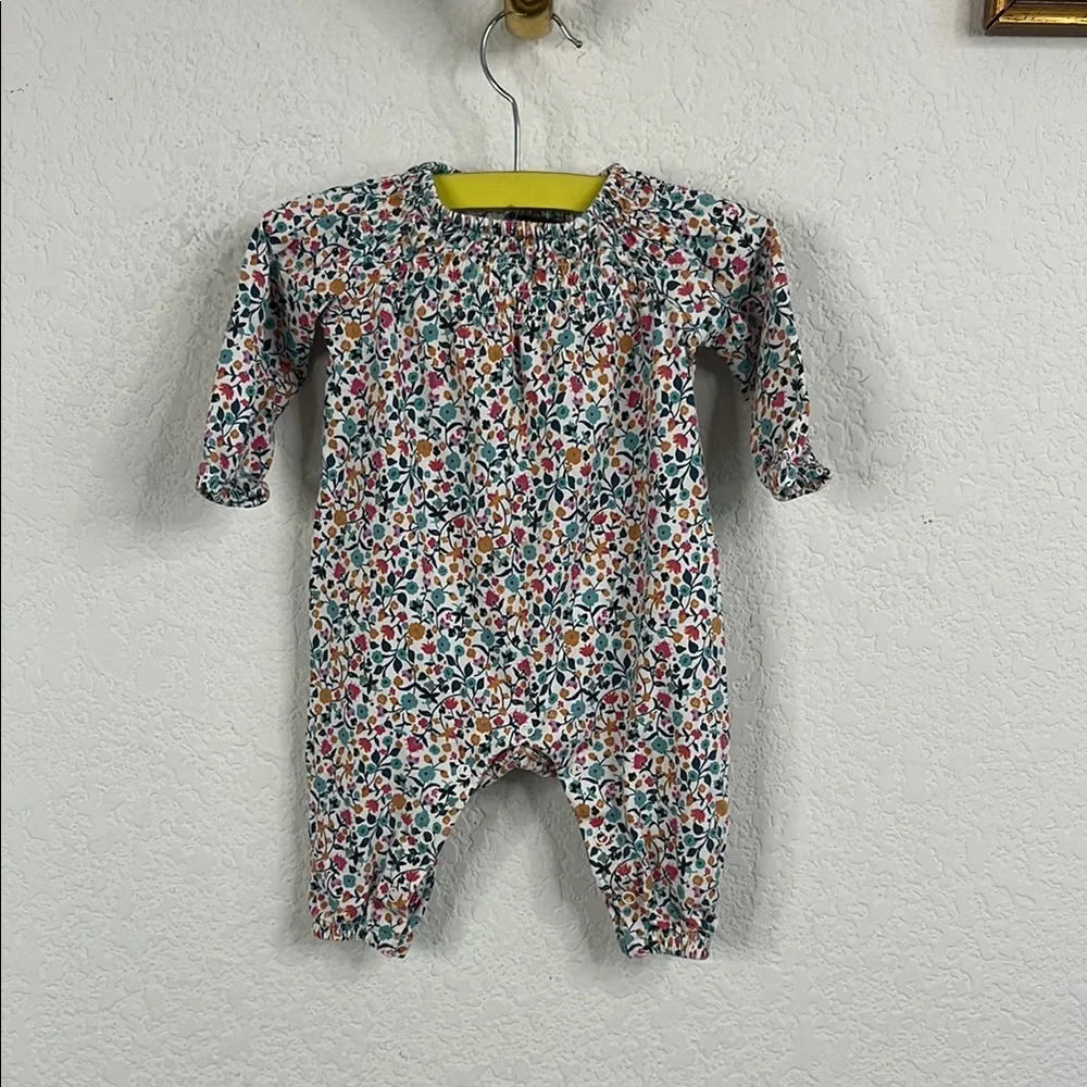Tea Collection Floral Romper One Pc Smocked Long Sleeve Playsuit